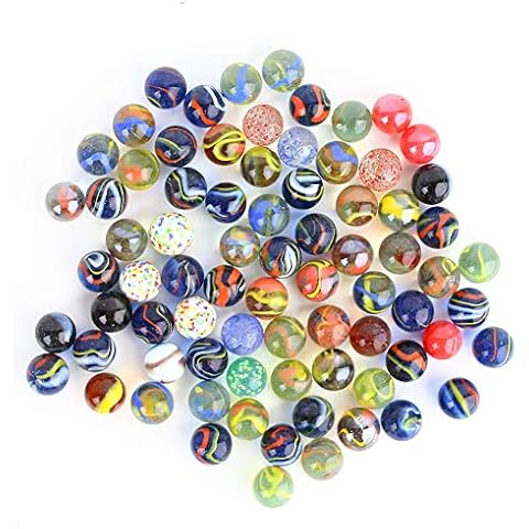 HAKACC Kleine Glasmurmeln, 80 Stück Glas Murmeln Kinder Murmelspiel 15mm Bunte Murmeln Cover