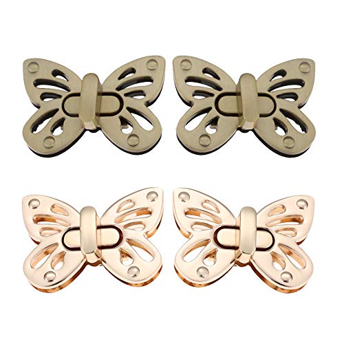 RMISODO 4 Pieces Butterfly Shaped Clasp Turn Lock Metal Purse Twist Lock