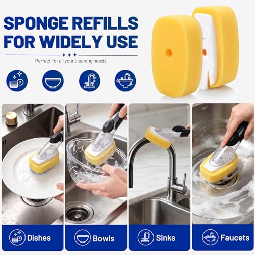 Image of Sponge Brush Refills for OXO Dish Brush 6 Pack Soap Dispensing Dish Refills | Scrub Replacement Sponge Heads for Soap Dispensing Dish Wand Scrubber, Easily Cleans Pots, Pans, Kitchen Sink