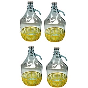 4 stuks 5L gistballon met beugelsluiting en kunststof mand fles glazen ballon wijnballon beugelfles gratis levering