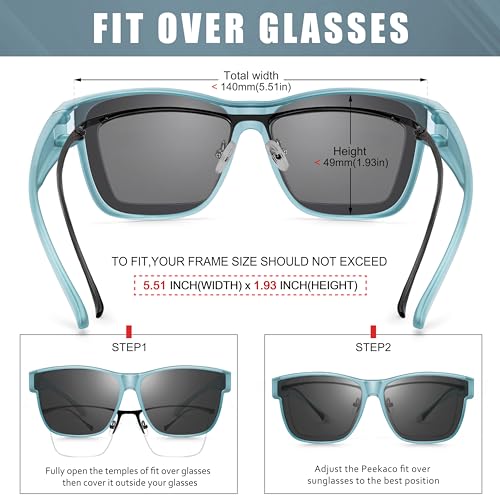 Image of Polarized Fit Over Sunglasses for Men Women, Oversized Square Sunglasses, UV400 Protection
