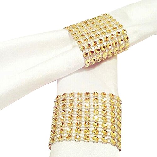 25 Piezas Bling Rhinestone Servilleteros Anillos Hebilla Hotel Bodas Suministros (oro)