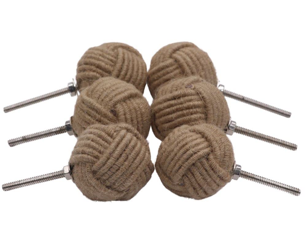 12 Rope Doorknobs Nautical Twisted Decorative Jute, Rustic Rope Knot Drawer Pull and Push, Furniture Handles/Knobs, Cabinets - Image 3