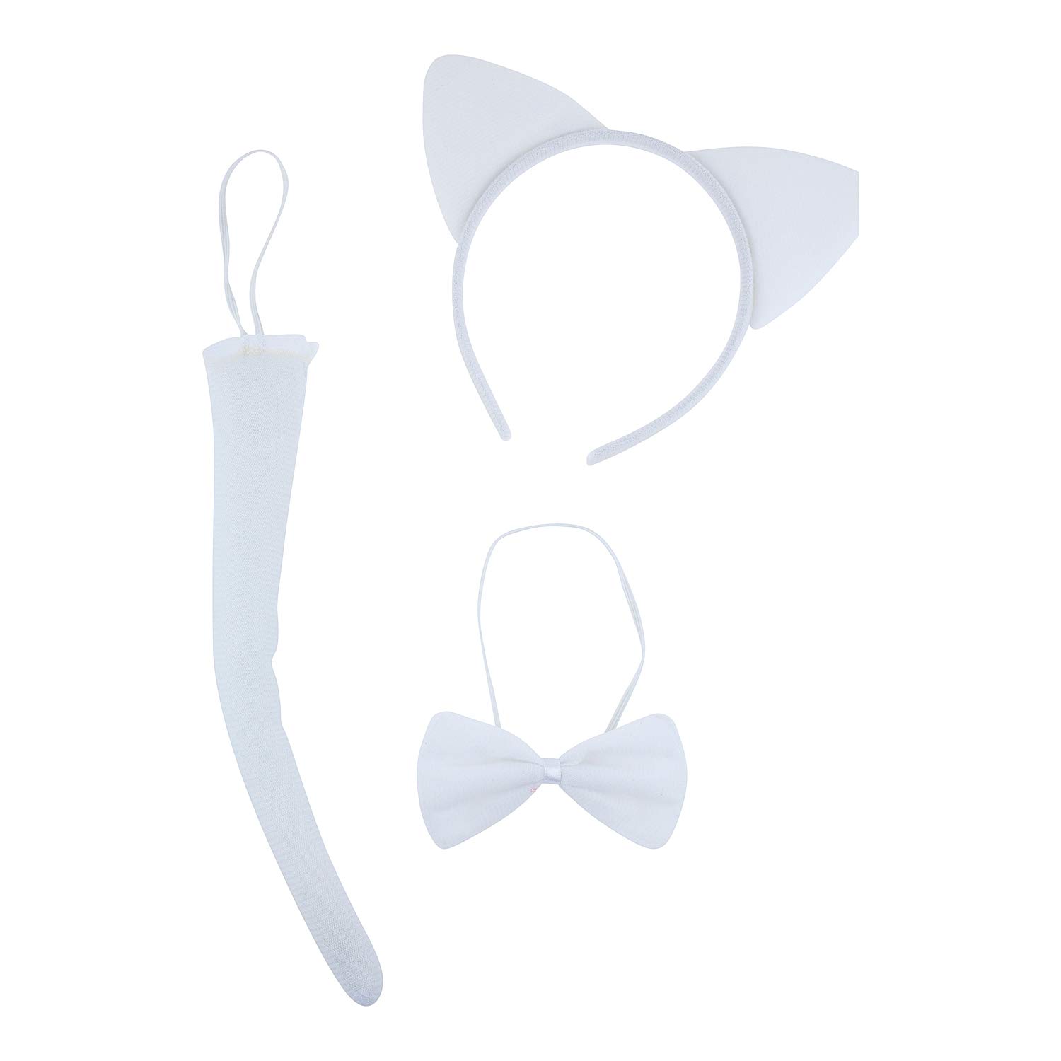 LUX ACCESSORIES Halloween Cat Kitty Costume Leopard Fabric Ears Bow Tie Tail