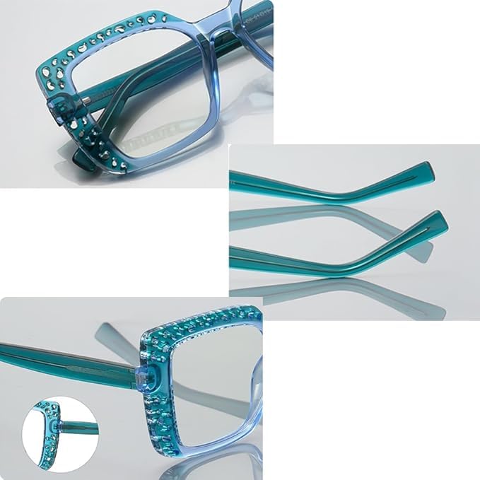 Image of ICARA 3 Pack Fashion Oversized Square Reading Glasses for Women, Retro Celebrity Style Blue Light Blocking Computer Readers