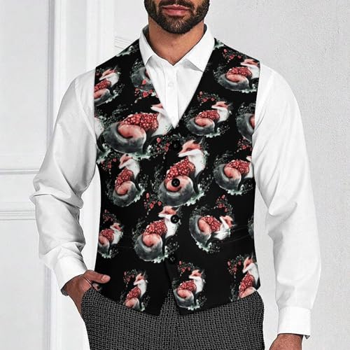 Watercolor Fox Trendy Vest Suit for Men V Neck Formal Dress Waistcoat Vests Business Slim Fit4