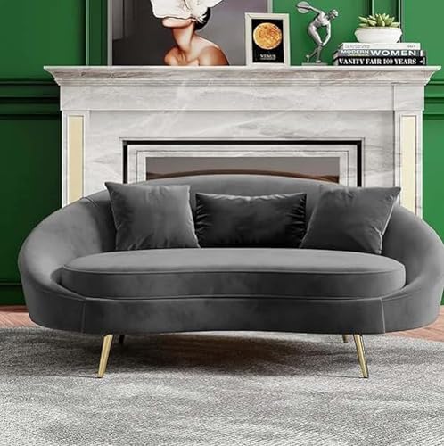 Image of 2-Seater Wooden Sofa Set | Compact, Cushioned Loveseat for Living Room & Bedroom | Stylish Couch for Small Spaces (Grey)
