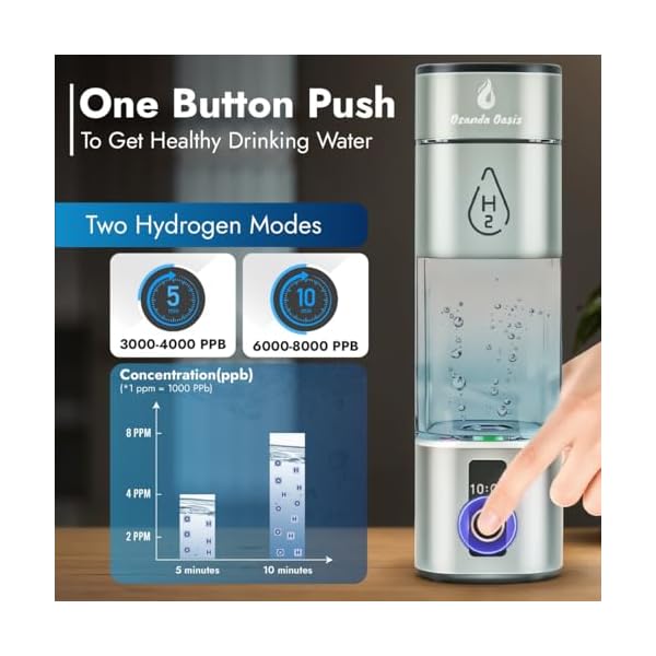 Hydrogen Water Bottle – 8000 PPB | Certified H2 Generator | SPE/PEM Cup with Platinum Electrodes & Dupont PEM • Portable USB Rechargeable 280 mL Hydrogen Generator for Drinking Water - Image 3