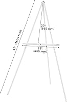 Vista 4 de VISWIN Soporte de caballete blanco de 63 pulgadas para letreros de boda, caballete de madera ajustable con soporte, caballete de piso de trípode