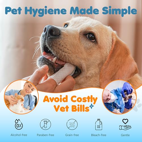 3-in-1 Pet Finger Wet Wipes for Dogs & Cats, Soft Disposable Finger Towels for Eye, Ear, & Dental Care, Freshen Breath with Deep Teeth Cleaning Support, Pack of 50 3-in-1 Pet Finger Wet Wipes for Dogs & Cats, Soft Disposable Finger Towels for Eye, Ear, & Dental Care, Freshen Breath with Deep Teeth Cleaning Support, Pack of 50