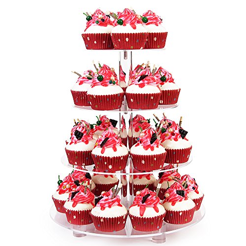 YestBuy 4 Tier Clear Wedding Party Acrylic Cupcake Display Tree Tower Stand 1