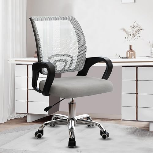 Image of Casa Copenhagen, Ergonomic Desk Chair Mesh Computer Chair with Lumbar Support Armrest Executive Rolling Swivel Adjustable Mid Back Chair - Oyster Grey & Ancient Black