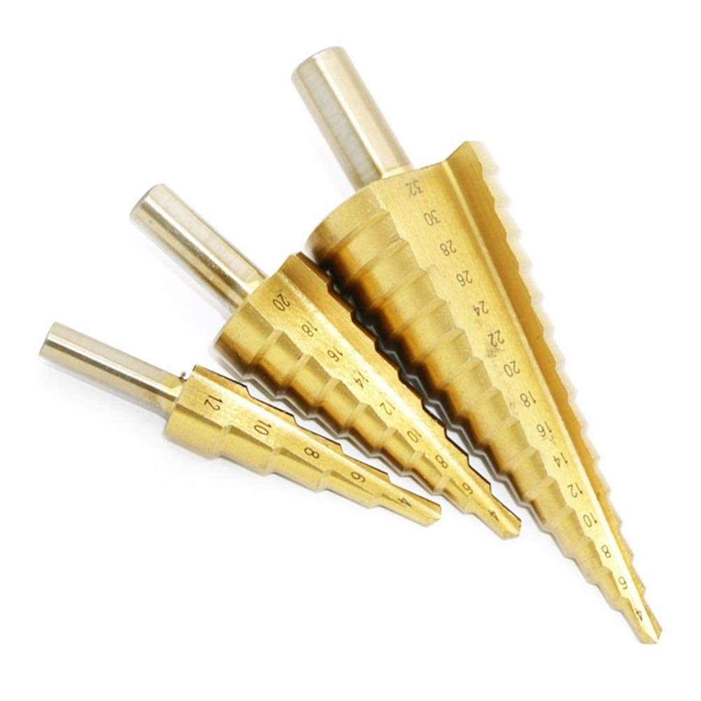 Punte a gradino per foratura Lavorazione del legno Punta per trapano in metallo Lega di titanio Punta per trapano a spirale con scanalatura a spirale 4-12/4-20/4-32mm Acciaio per utensili da taglio