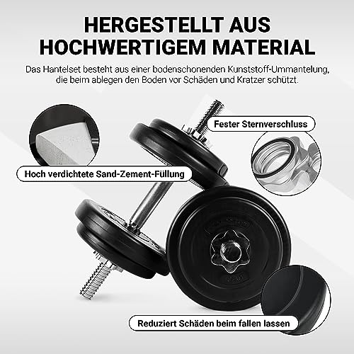 MSPORTS Hantelset Premium - Hantelstange + Hantelscheiben & Sternverschlüsse – verstellbare Langhantel/Kurzhantel Kombination für Home-Gym & Krafttraining – Bild 5