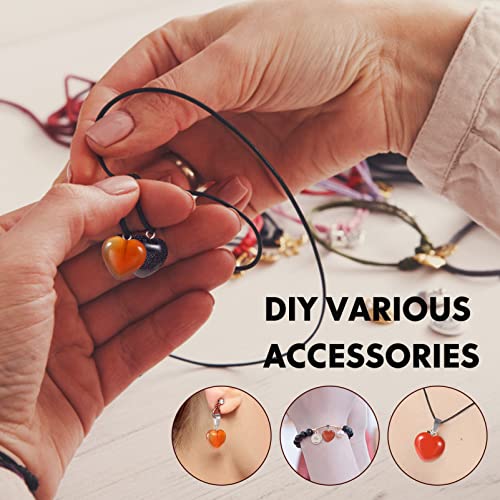 20PCS Heart Shape Pendants Love Heart Shape Gemstone Charms Pendants Crystal Chakra Beads with Ropes for DIY Necklace Making (16mm+ 20mm) - Image 4