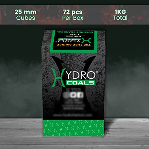 Hydro Charcoal 72Pc Unit Coconut Charcoal, Hookah Charcoal From Coconut Shells, Charcoal Hookah From Coconut, Strong & Sustainable Burn Coconut Charcoal Hookah, Hookah Accessories - (25Mm Cubes, 1Kg) #TOP1
