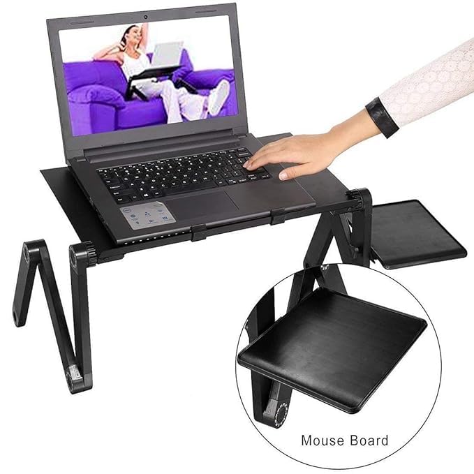 7 L.M Gadgets T8 Laptop Stand Multifuctional & Ergonomics Design Aluminum Desk with 2 USB Cooling Fans (Black) - Image 3