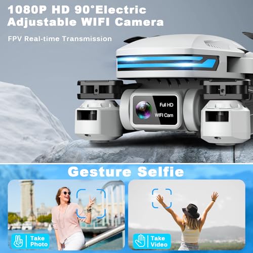 Drone with Camera for Adults, HD FPV Drones with Upgrade Altitude Hold, One-Key Take Off/Landing, Voice Control, Headless Mode, 2 Batteries, Toys Gifts for Teen Boys Girls, Beginner - Thumbnail 2