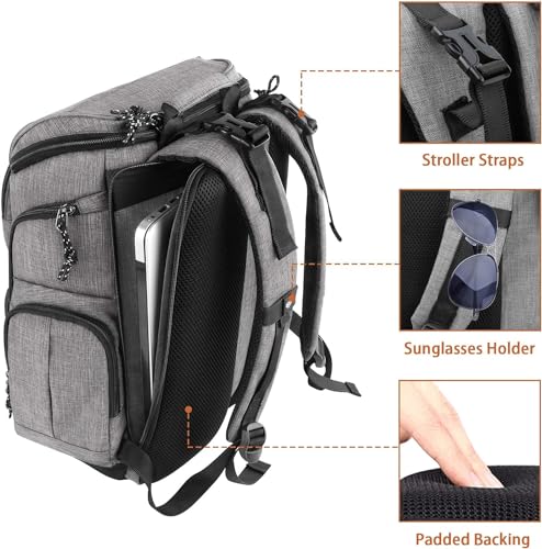 Mancro MX-US1144GRY Diaper Bag Backpack, Multifunctional Travel Dad Diaper Bag With Insulated Pockets, Large Capacity Baby Diaper Backpack For Men And Women thumb #3