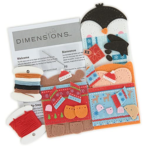 Image of Dimensions 72-08291 DIY Christmas Ornaments and Gift Card Holders Felt Applique Kit, Sizes Vary, Multicolor, 4pcs