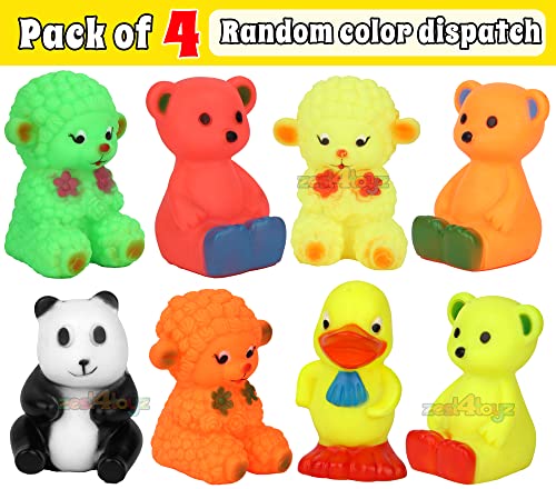 Image of Zest 4 Toyz Chu Chu Toys for Baby Bath Mix Cute Animals Squeeze Sound Toys Baby Bath Floating Water Toys for Babies Kids Non-Toxic ( 4 Pieces) Multi Color