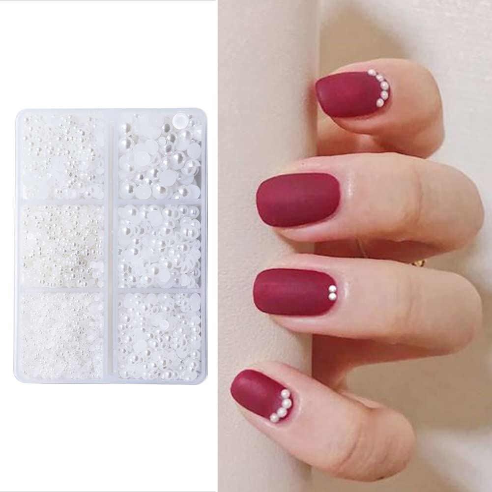 7600Pcs 1.5/2/2.5/3/4/5mm White Half Round Pearls - Image 3