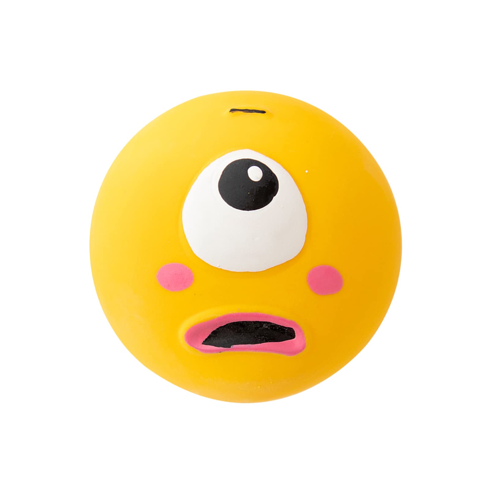 Latex Squeaky Dog Toy Balls, Funny Face Soft Puppy Interactive Fetch Play Sound Balls, Pet Interactive Chew Durable Safe Indestructible Dog Chew Toy for Pet Dog Supplies(Yellow)