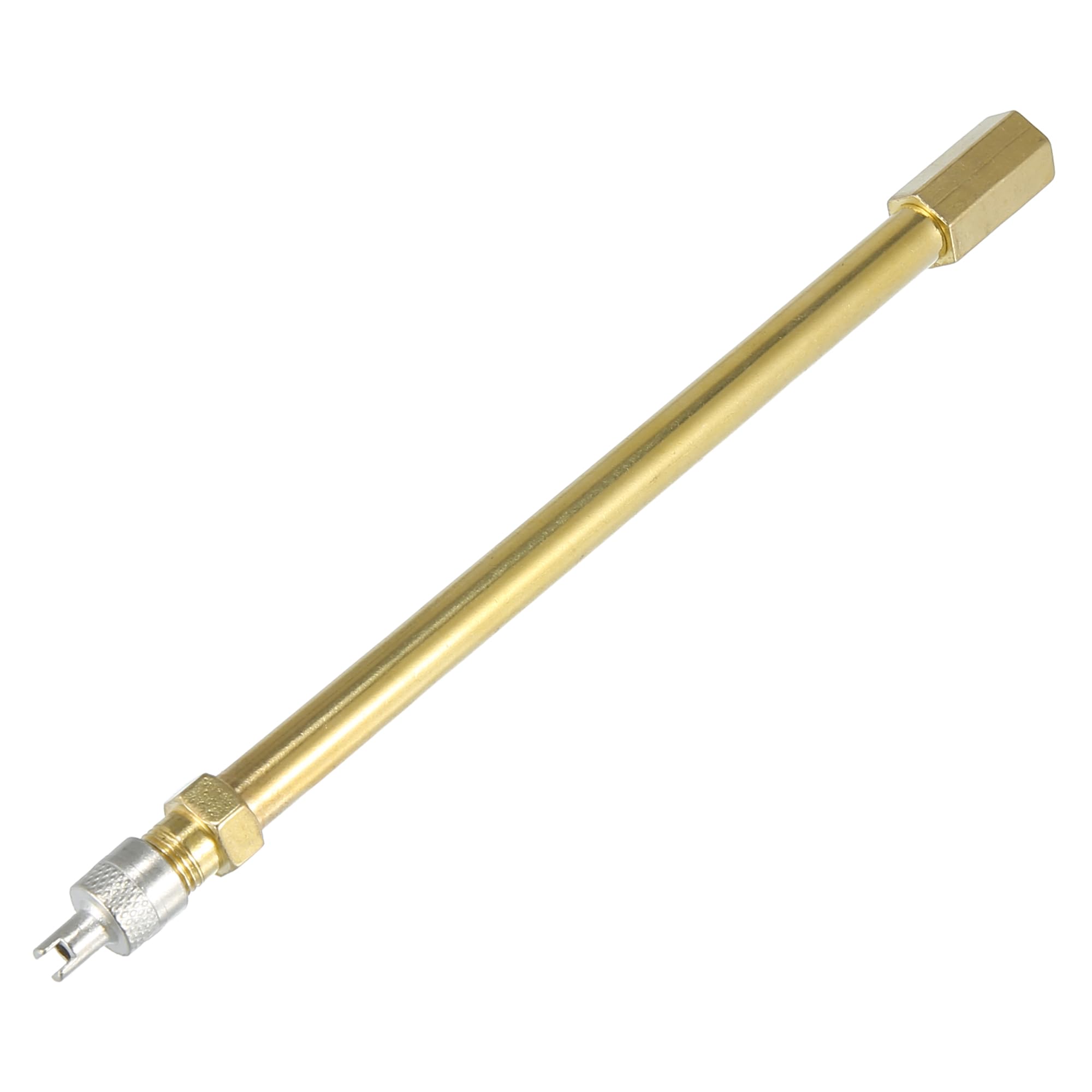 X AUTOHAUX 140mm/5.51" Long Brass Auto Tire Valve Extension Adaptor Air Tyre Stem Extender Inflation Stright Bore for Car Truck Motorcycle Bike Mower Scooter