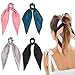 Produktbild DRESHOW 4 Stück Haargummis Satin Seide Elastische Haarbänder Haarschal Pferdeschwanz Halter Haargummis Vintage Accessoires für Frauen Mädchen