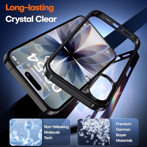 Image of TAURI for iPhone 17 Case, with Screen Protector, Black | Full Camera Protection, Anti-Yellowing Military-Grade Protection Shockproof Slim Phone Case for iPhone 17