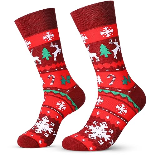 SATINIOR Calcetines de Navidad de Hombre Coloridos Estampados Elegantes Unisex Regalo Vacación (Alce)