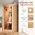 Wood Infrared Home Sauna Room, 1 Person Traditional Indoor Saunas, Canadian Hemlock Dry Sauna Spa for Low EMF with Tempered Glass Door, Bluetooth Speakers and Control Panel, 32.6 x 27.5 x 59.5 Inch