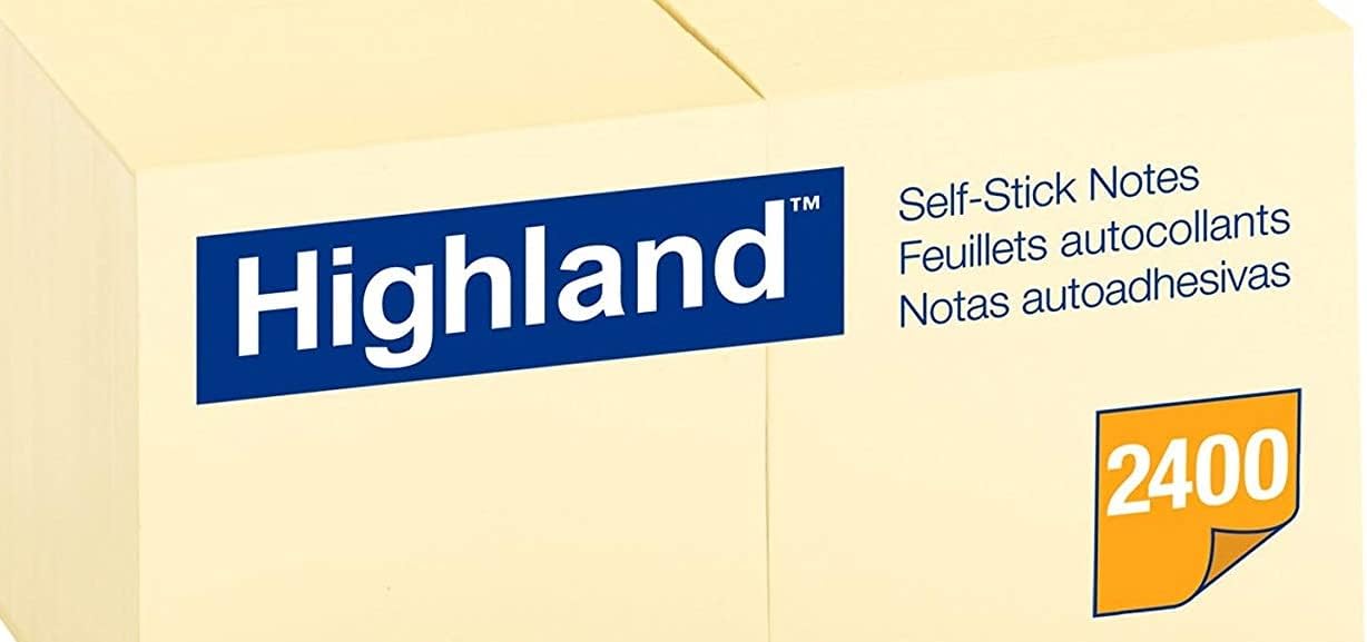 Highland Sticky Notes, 3 x 3 Inches, Yellow, 24 Pack : Sticky Note Pads : Office Products