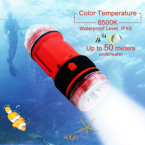 Trafield Powerful Dive Light, Waterproof Flashlights Scuba Diving Flashlight, High Lumens Underwater Lights Led Flashlights. Brightest Submarine Flashlight For Diving And Outdoor Activities.(Orange) #TOP1