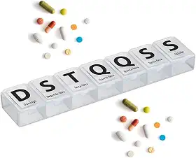Porta Comprimidos Semanal Medicamentos Remédios Suplementos Vitaminas Cápsulas Organizador Estojo Caixa Pillbox Portátil Espaçoso Separador Prático Uso Diário