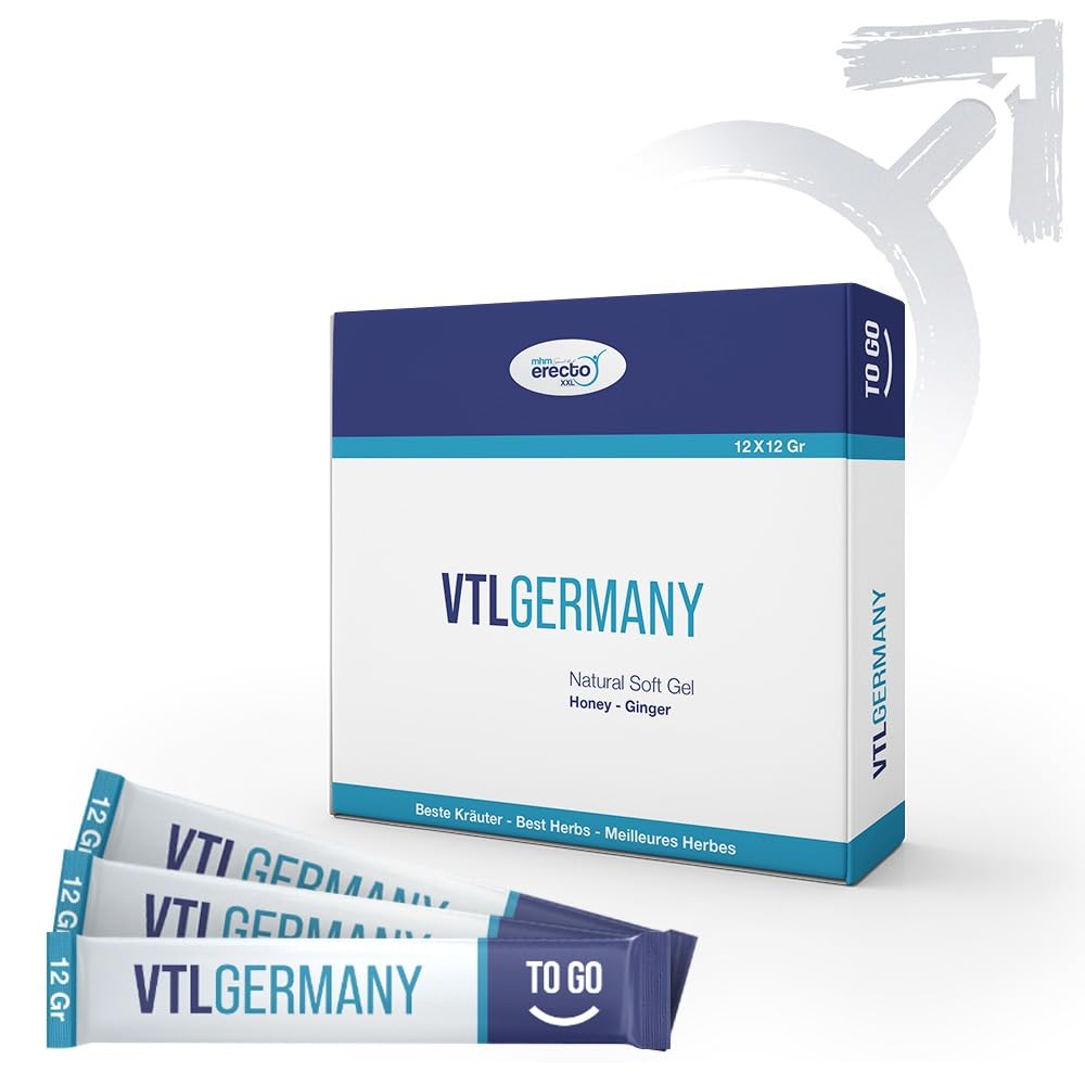 VTL GERMANY Miel Afrodisíaco Hombre, Efecto Inmediato, 12x12g Stick Miel Gel, Extra Fuerte para Hombres Activos