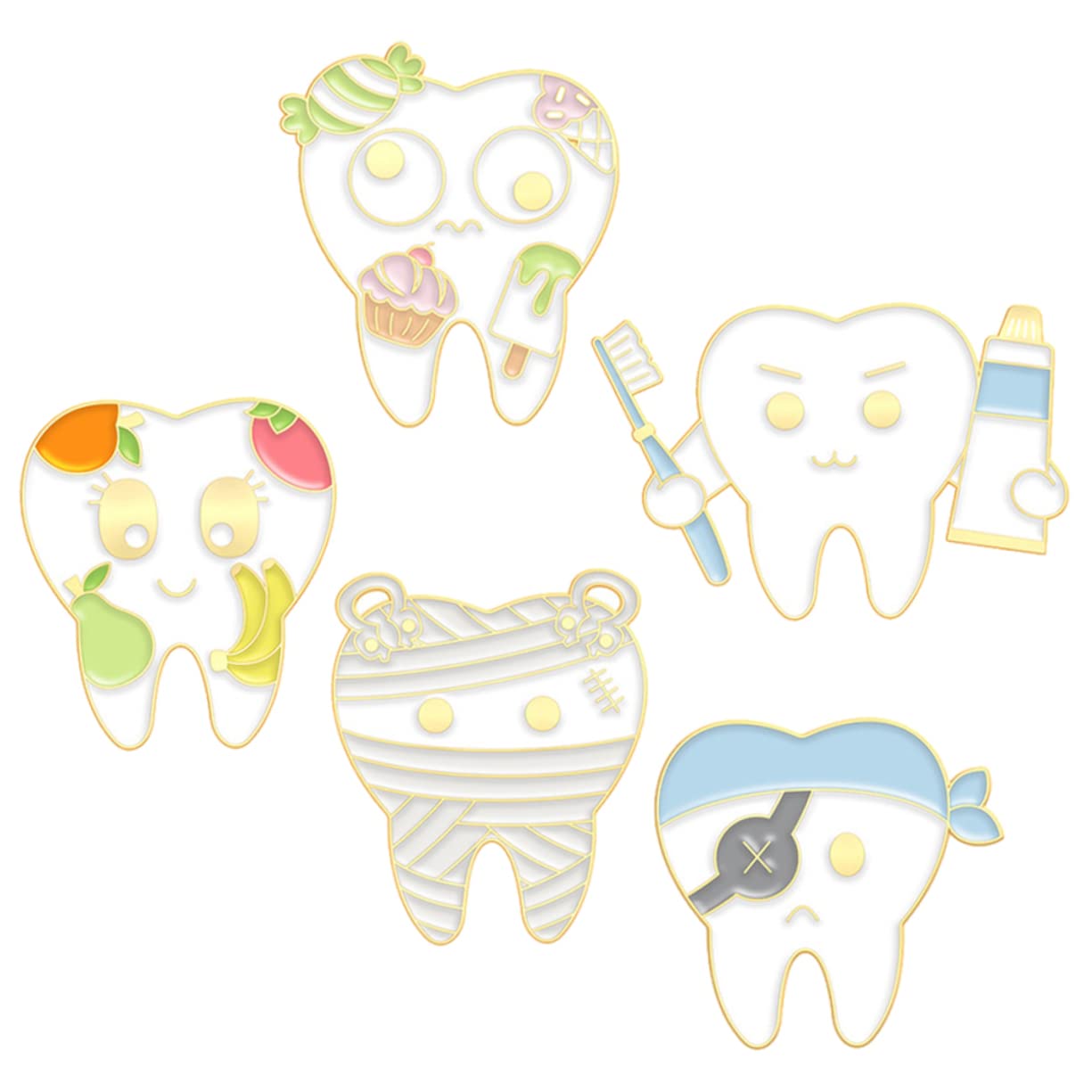 SHERCHPRY 10 pz Dente Spilla Vestiti Delle Donne Denti Spilla Carino Infermiera Denti Denti Denti Spilla Denti Pin Zaino
