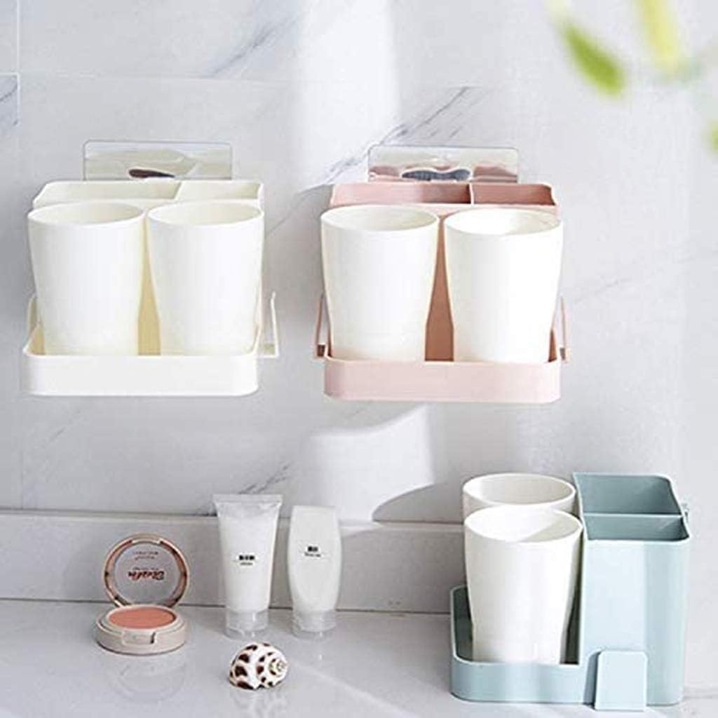 Simple Appearance Toothbrush Cup Holder, Multifunctional Plastic Toothbrush Cup Holder, Bathroom Wall Hanging Toilet Storage Tube(Black)