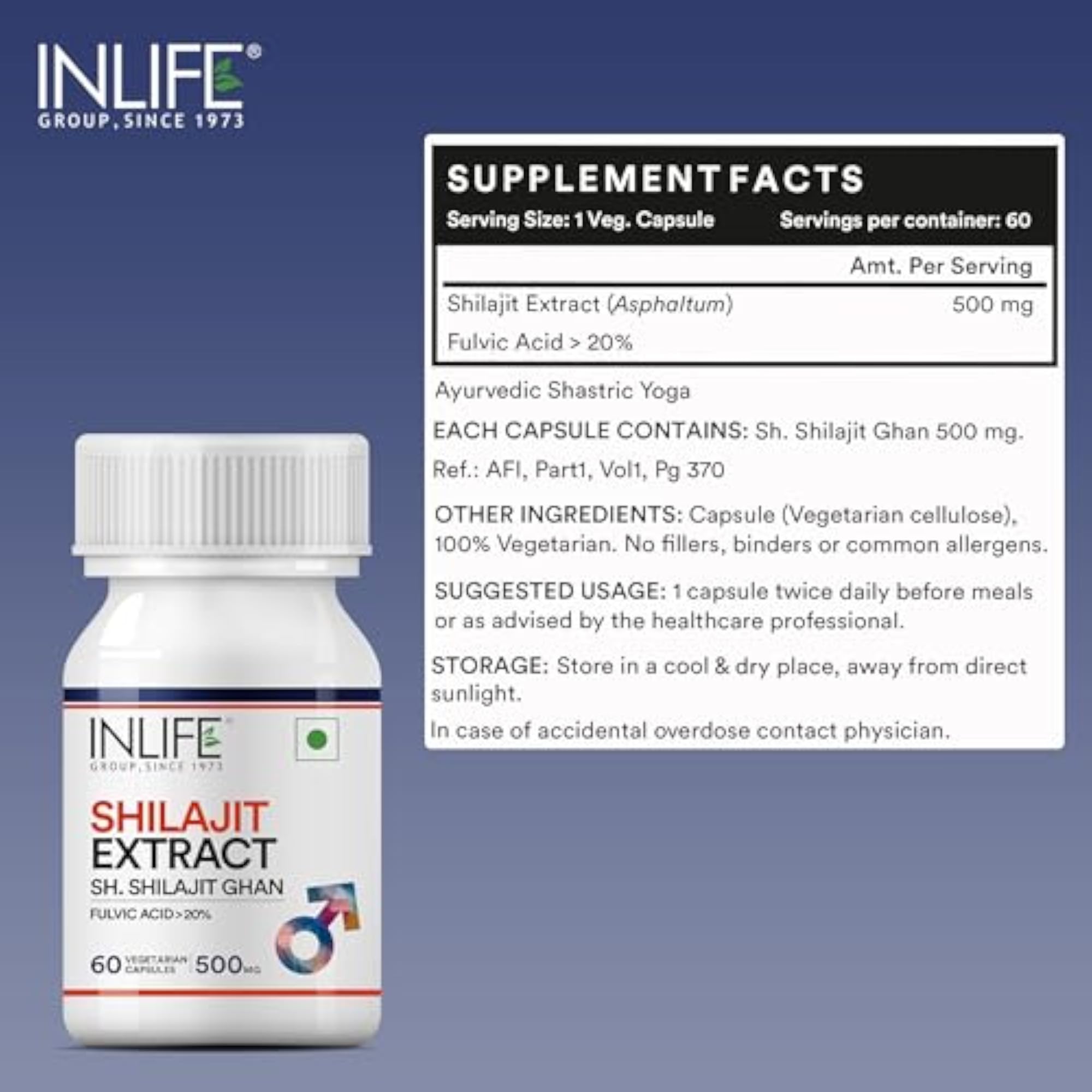 INLIFE Pure Shilajit Extract Supplement, 500mg, Strength Booster