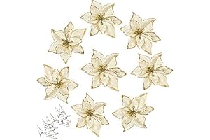 12pcs Glitter Poinsettia Christmas Tree Ornaments