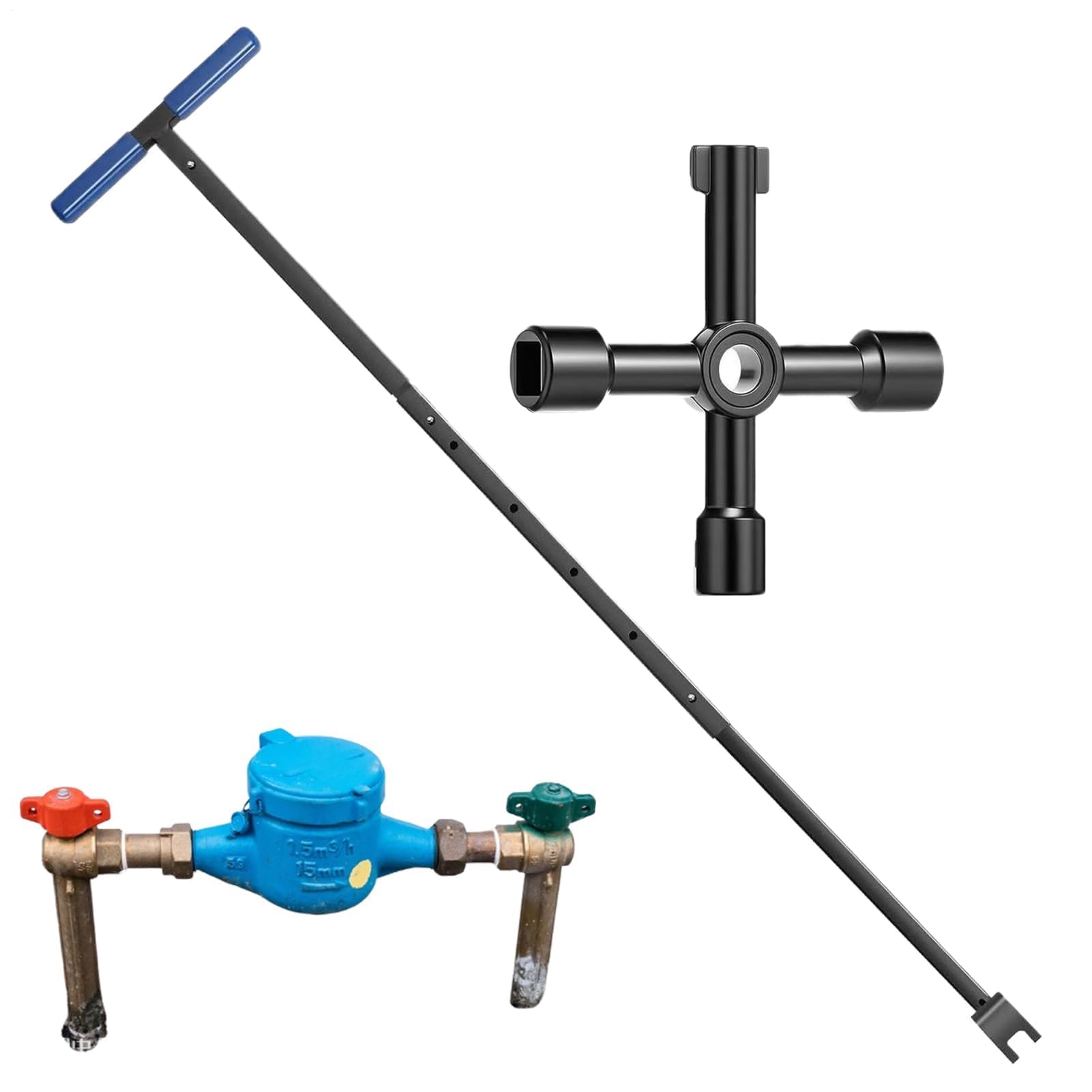 Llave de medidor de agua resistente, llave profesional de fontanería y abridor de válvula ajustable para instalación y mantenimiento fiables de tuberías