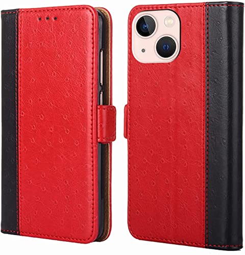Étui en cuir iPhone 14 Pro rouge clapet de protection haute finition
