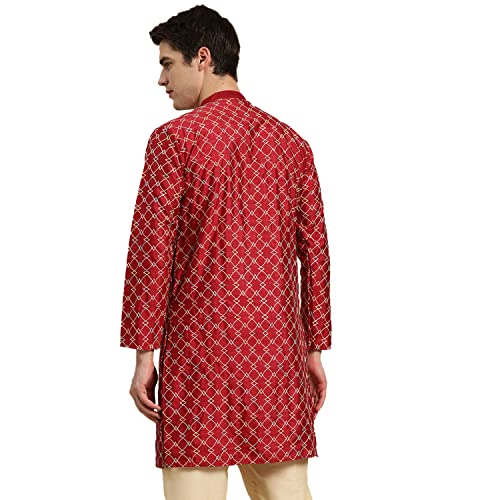 Image of SOJANYA Men's Silk Blend Geometric Regular Kurta
