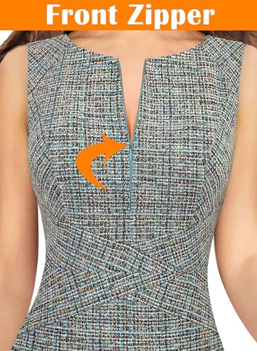 Image of VFSHOW Womens Front Zipper Work Business Office Bodycon Dress Elegant Professional Career Church Party Pencil Sheath Dress
