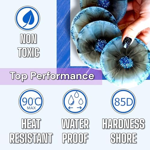 RESIN GLORY NEW Epoxy Resin Kit - 1:1 Ratio 1L/32oz - Crystal Clear Epoxy Resin & Hardener for Art Coating, Craft Mold Casting, Jewellery, Wood River Table, Coasters - Non-toxic, Heat & UV Resistant