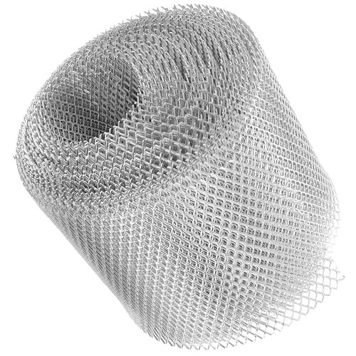 COHEALI Protector para Canalones de Aluminio 127mm X 6,1m Rejilla Metálica Resistente y Guantes Incluidos, Malla Protectora para Canaletas contra Hojas y Escombros, Filtro para Drenaje