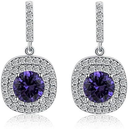 MayaRed Women Drop Dangle Earrings 18k Gold Plated Purple Cubic Zirconia