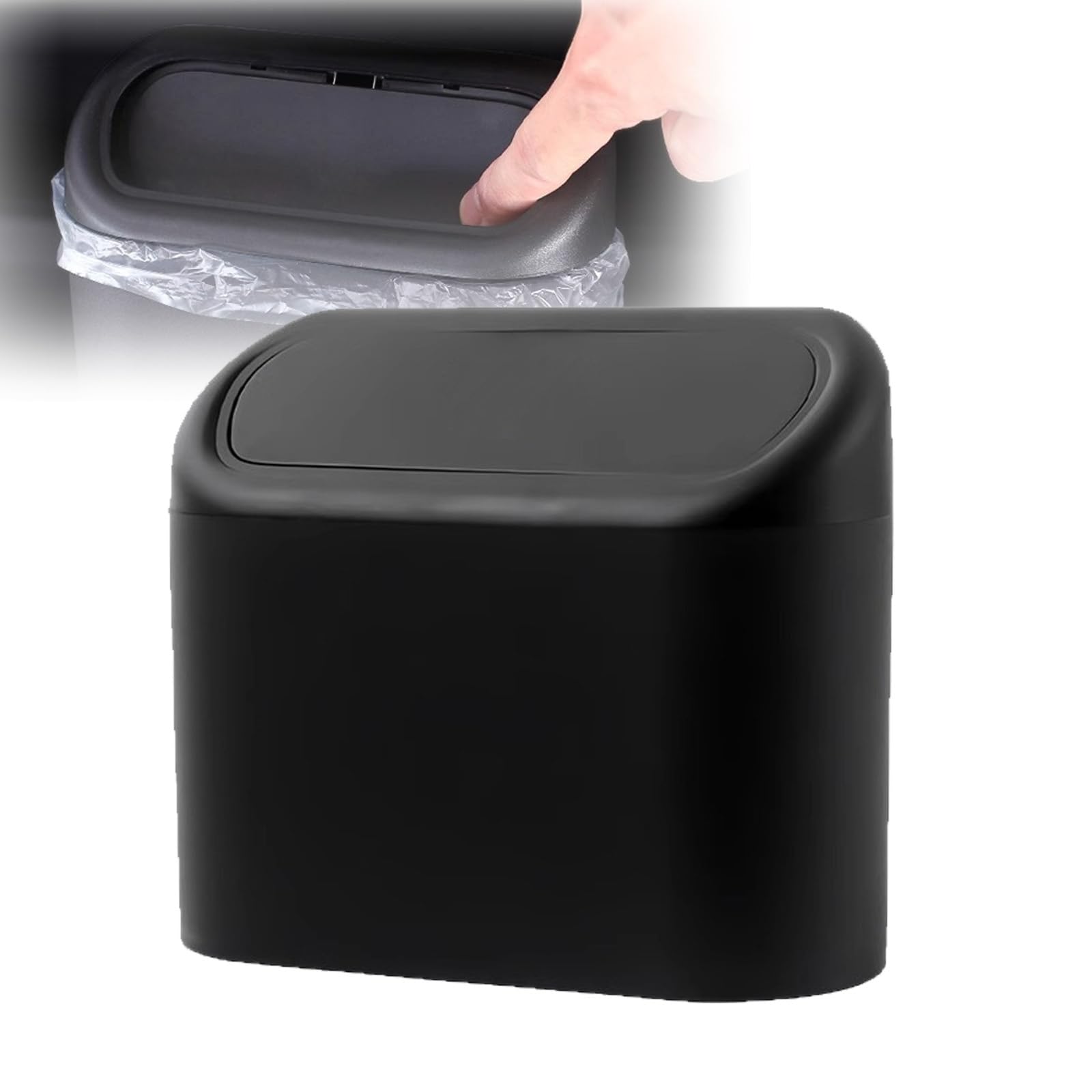 XIUDAM Car Trash Can for Alfa Romeo Mito/Spider/Stelvio/Tonale/4C 8C, Car Trash Can with Lid Hanging Car Bin for Seat Back Portable Interior Storage Box Easy Clean Accessories,A/Black