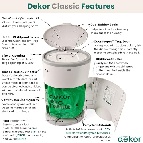 image for Diaper Dekor EKO Classic Diaper Pail Gift Set, White ONLY Eco-Friendly