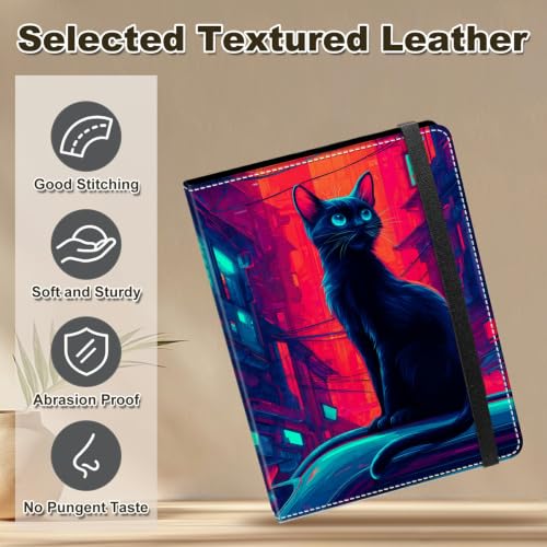 Image of Photo Album 4x6 120 Photos with Strong Elastic Band, Cyberpunk Black Cat | Large Capacity Premium Leather Picture Album, Portable Wallet Albums Photo Book for Family Anniversaries Wedding Baby
